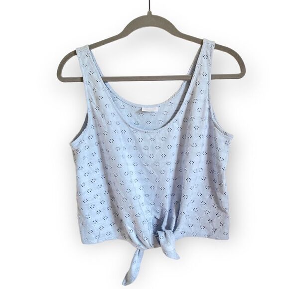 ABOUND Baby Blue Eyelet Twist Tie Tank Small - Picture 1 of 4